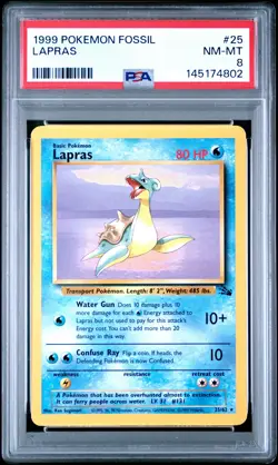 1999 POKEMON FOSSIL #25 LAPRAS PSA 8 - Image 1