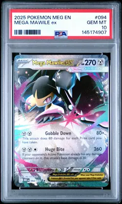 2025 POKEMON MEG EN-MEGA EVOLUTION #094 MEGA MAWILE EX PSA 10 - Image 1