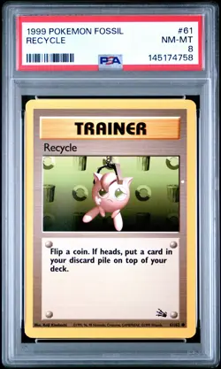 1999 POKEMON FOSSIL #61 RECYCLE PSA 8 - Image 1