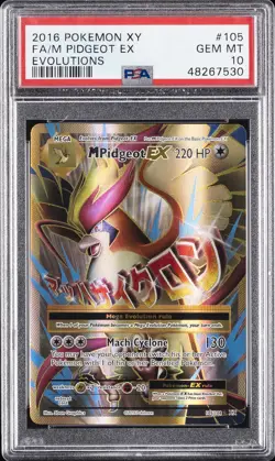 2016 POKEMON XY EVOLUTIONS #105 FULL ART/M PIDGEOT EX PSA 10 - Image 1