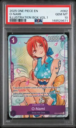 2025 ONE PIECE PROMOS ILLUSTRATION BOX VOL.1 #062 O-NAMI PSA 10 - Image 1