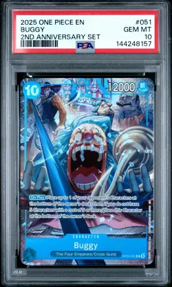 2025 ONE PIECE ENGLISH VERSION 2ND ANNIVERSARY SET #051 BUGGY PSA 10 - Image 1
