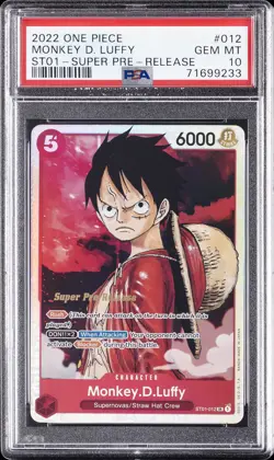 2022 ONE PIECE STARTER DECK ST01-STRAW HAT CREW #012 MONKEY D. LUFFY PSA 10 - Image 1
