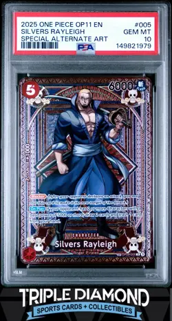 2025 One Piece OP11 OP09-005 Silvers Rayleigh Spec Alt Art PSA 10 V946 - Image 1