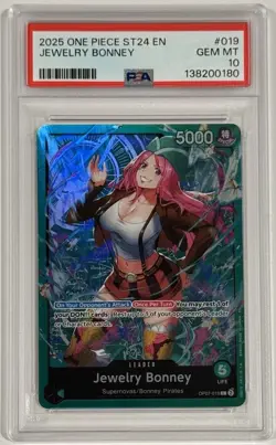 2025 One Piece ST24 OP07-019 Jewelry Bonney PSA 10 Gem Mint Leader English - Image 1