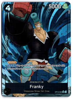One Piece TCG ENGLISH Franky PARALLEL Alt Art OP10-090 Foil Royal Blood Rare R - Image 1