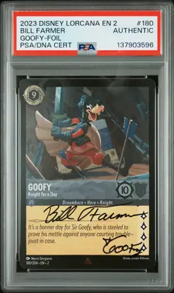 2023 DISNEY LORCANA BILL FARMER SIGNED FOIL #180 GOOFY PSA AUTH AUTO AUTH - Image 1