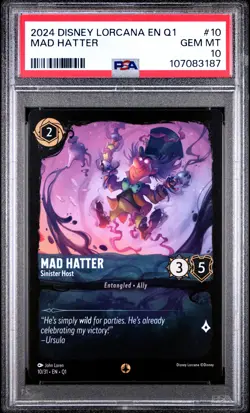 2024 DISNEY LORCANA EN Q1- DEEP TROUBLE #10 MAD HATTER - SINISTER HOST PSA 10 - Image 1