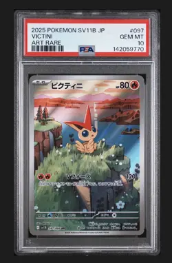 PSA 10 Pokemon Card Victini AR 097/086 sv11B Black Bolt Japanese - Image 1