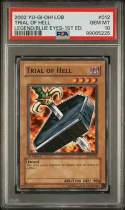 PSA 10 Trial of Hell 1st Edition Yu-Gi-Oh Legend Blue Eyes LOB-012 GEM MINT - Image 1