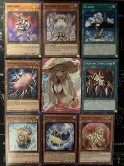 Rare Sexy Anime Waifu Card and 8 YuGiOh cards - Image 1
