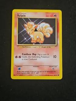 Vulpix Pokemon TCG Base Set Unlimited Common Card 68/102 1999 LP Vintage TCG - Image 1