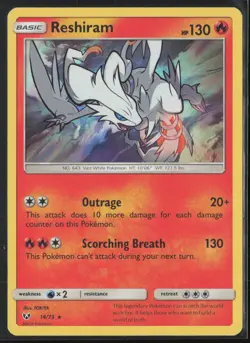 Reshiram Holo Rare Shining Legends 14/73 NM Pokemon Card - Image 1