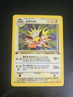 1999 Pokemon TCG Jolteon Jungle Holo 1st Edition Rare Card 4/64 WOTC - Image 1