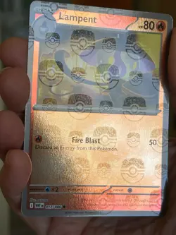 POKEMON LAMPENT 017/086 COMMON REVERSE HOLOFOIL MASTER BALL WHITE FLARE NM CARD - Image 2