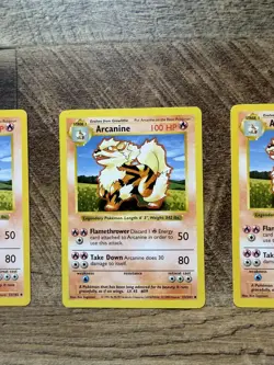 Arcanine 23/102 Base Set SHADOWLESS Uncommon Pokemon WotC - 3 Card Lot NM/LP - Image 5