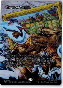 MTG TMNT Teenage Mutant Ninja Turtles Plague of Vermin Borderless MYTHIC NM - Image 1