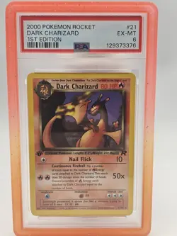 2000 POKEMON ROCKET 1ST ED #21 DARK CHARIZARD PSA 6 With Guard - Image 1