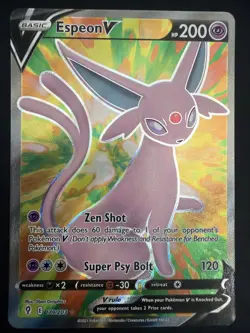 Pokemon TCG Espeon v Full Art Holo Card 179/203 Evolving Skies - Image 1