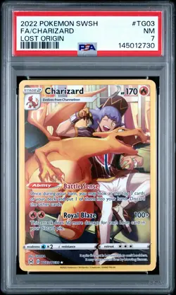 2022 POKEMON SWORD & SHIELD LOST ORIGIN #TG03 FULL ART/CHARIZARD PSA 7 - Image 1