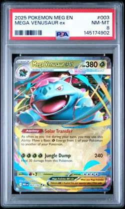 2025 POKEMON MEG EN-MEGA EVOLUTION #003 MEGA VENUSAUR EX PSA 8 - Image 1