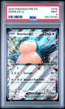 2025 POKEMON PRE EN-PRISMATIC EVOLUTIONS #076 SNORLAX EX PSA 9 - Image 1