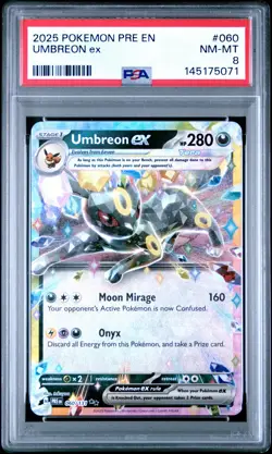 2025 POKEMON PRE EN-PRISMATIC EVOLUTIONS #060 UMBREON EX PSA 8 - Image 1