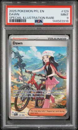 2025 POKEMON PFL EN-PHANTASMAL FLAMES SPECIAL ILLUSTRATION RARE #129 DAWN PSA 9 - Image 1
