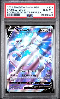 2022 POKEMON SWSH BLACK STAR PROMO #229 FULL ART/MEWTWO V PSA 10 - Image 1