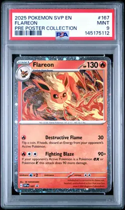2025 POKEMON SVP PROMO PRISMATIC EVOLUTIONS POSTER COLLECTION #167 FLAREON PSA 9 - Image 1
