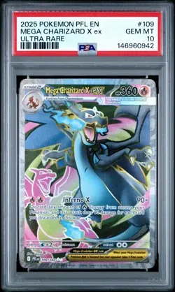 2025 POKEMON PFL EN-PHANTASMAL FLAMES ULTRA RARE #109 MEGA CHARIZARD X EX PSA 10 - Image 1