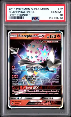 2018 POKEMON SUN & MOON LOST THUNDER #52 BLACEPHALON GX PSA 10 - Image 1