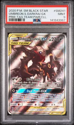2020 POKEMON SM PROMO TAG TEAM POWERS COLLECTION UMBREON & DARKRAI GX PSA 9 - Image 1