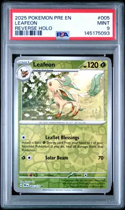 2025 POKEMON PRE EN-PRISMATIC EVOLUTIONS REVERSE HOLO #005 LEAFEON PSA 9 - Image 1