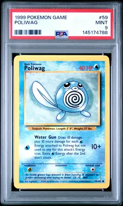 1999 POKEMON BASE SET UNLIMITED #59 POLIWAG PSA 9 - Image 1