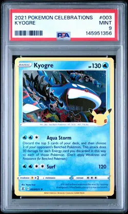 2021 POKEMON CELEBRATIONS #003 KYOGRE PSA 9 - Image 1