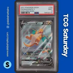 2021 POKEMON SWSH EVOLVING SKIES #192/203 DRAGONITE V ALTERNATE ART PSA 9 - Image 1