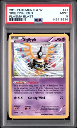 2013 POKEMON BLACK & WHITE PLASMA BLAST #41 SIGILYPH-HOLO PSA 9 - Image 1