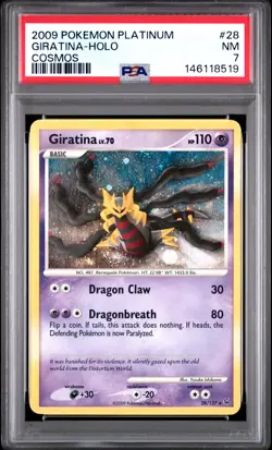 2009 POKEMON PLATINUM COSMOS #28 GIRATINA-HOLO PSA 7 - Image 1