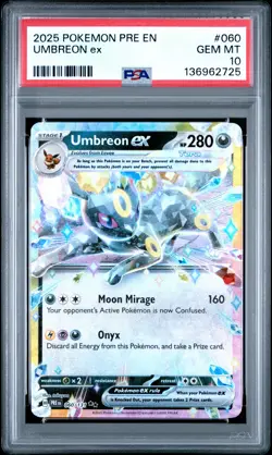 2025 POKEMON PRE EN-PRISMATIC EVOLUTIONS #060 UMBREON EX PSA 10 - Image 1