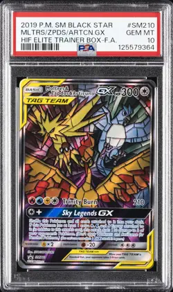 2019 POKEMON SM BLACK STAR PROMO FULL ART/MOLTRES & ZAPDOS & ARTICUNO GX PSA 10 - Image 1
