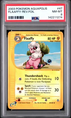 2003 POKEMON AQUAPOLIS #47 FLAAFFY-REVERSE FOIL PSA 8 - Image 1