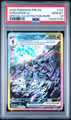 2025 POKEMON PRISMATIC EVOLUTIONS SPECIAL ILLUSTRATION RARE CERULEDGE EX PSA 10 - Image 1