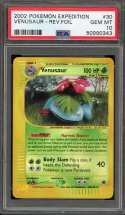 Pokemon Venusaur Expedition Reverse Holo Rare #30 PSA 10 Gem Mint - Image 1