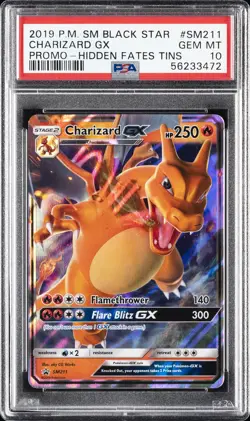 2019 POKEMON SM BLACK STAR PROMO HIDDEN FATES TINS #SM211 CHARIZARD GX PSA 10 - Image 1