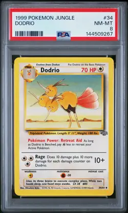 1999 POKEMON JUNGLE #34 DODRIO PSA 8 - Image 1