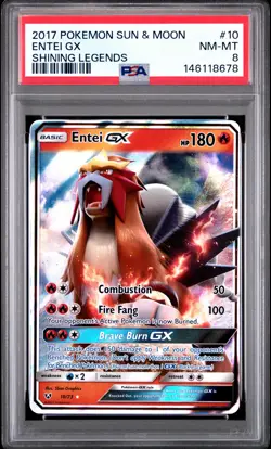 2017 POKEMON SUN & MOON SHINING LEGENDS #10 ENTEI GX PSA 8 - Image 1