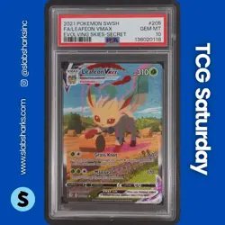 2021 POKEMON SWSH EVOLVING SKIES #205/203 LEAFEON VMAX SECRET ALT ART PSA 10 - Image 1