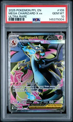 2025 POKEMON PFL EN-PHANTASMAL FLAMES ULTRA RARE #109 MEGA CHARIZARD X EX PSA 10 - Image 1