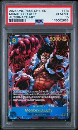 2025 ONE PIECE OP11-A FIST OF DIVINE SPEED ALTERNATE ART MONKEY D. LUFFY PSA 10 - Image 1